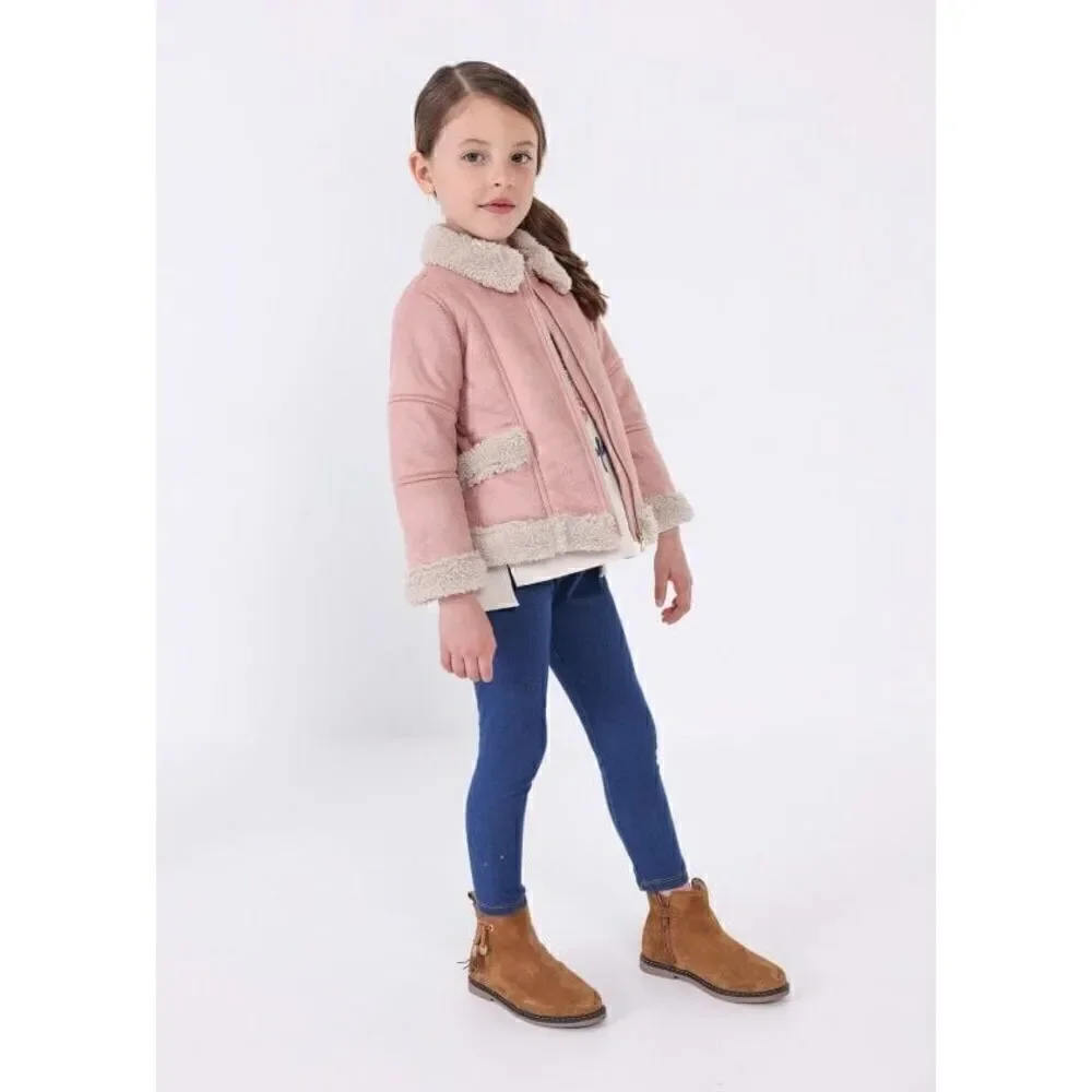 Mayoral Fleece Lined Faux Suede Coat Jacket size 4